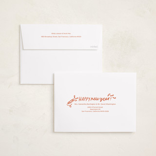 This is a tangerine new year photo cards with standard by Abbigail Lim called three! two! one! printing on recycled smooth signature in standard