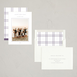 This is a lavender new year photo cards with standard by Blustery August called family portrait printing on recycled smooth signature in standard