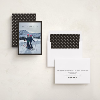This is a charcoal new year photo cards with standard by Lucrecia Caporale called timeless charm printing on recycled smooth signature in standard
