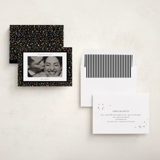 This is a popped new year photo cards with standard by Pixel and Hank called confetti and sparkle printing on recycled smooth signature in standard