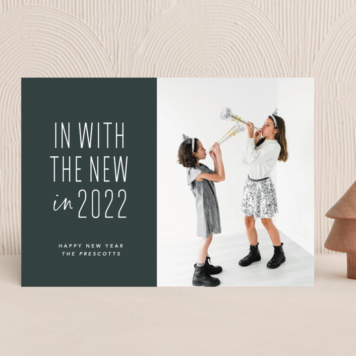 "One and done" - Funny New Year Photo Cards in Spruce by Lea Delaveris.