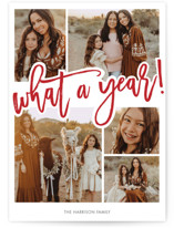 This is a red new year photo card by Beth Schneider called What A Year! with standard printing on smooth signature in standard.