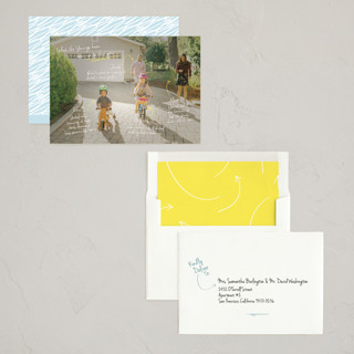 This is a lemon new year photo cards with standard by Kennedi Shaw called update printing on recycled smooth signature in standard