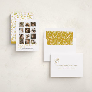 This is a golden new year photo cards with standard by Erika Firm called what a twelve months (year!) printing on recycled smooth signature in standard