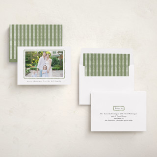 This is a olive new year photo cards with standard by Sara Hicks Malone called hand drawn scallop printing on recycled smooth signature in standard