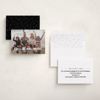 This is a snow new year photo cards with standard by Lea Delaveris called let's do this printing on recycled smooth signature in standard