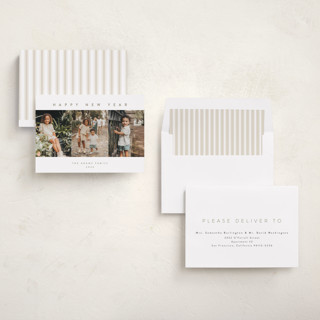 This is a snowfall new year photo cards with standard by Pippa Shaw called trilogy printing on recycled smooth signature in standard