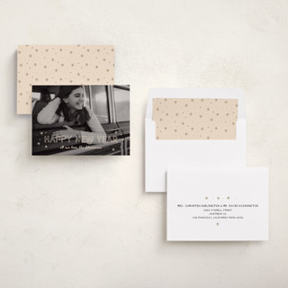 This is a champagne new year photo cards with standard by Ani Somi called road trip printing on recycled smooth signature in standard
