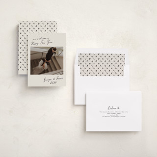 This is a sandstone new year photo cards with standard by Nicole Walsh called new year note printing on recycled smooth signature in standard