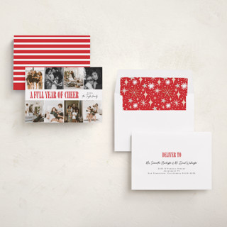 This is a cranberry new year photo cards with standard by Alethea and Ruth called slideshow lineup printing on recycled smooth signature in standard