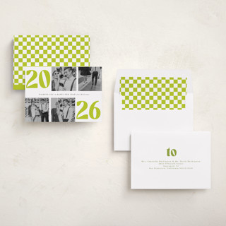 This is a lime new year photo cards with standard by Baumbirdy called bold newyear printing on recycled smooth signature in standard