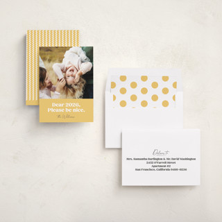 This is a sunshine new year photo cards with standard by Robert and Stella called pretty please printing on recycled smooth signature in standard