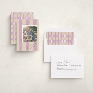 This is a lilac new year photo cards with standard by Cindy Reynolds called painted stripes printing on recycled smooth signature in standard