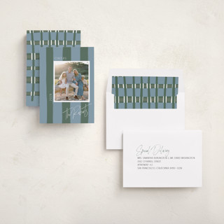 This is a juniper new year photo cards with standard by Cindy Reynolds called painted stripes printing on recycled smooth signature in standard