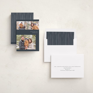 This is a navy new year photo cards with standard by Carolyn Nicks called enlighten printing on recycled smooth signature in standard