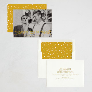 This is a dandelion new year photo cards with standard by Everett Paper Goods called pizazz printing on recycled smooth signature in standard