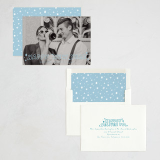 This is a glacier new year photo cards with standard by Everett Paper Goods called pizazz printing on recycled smooth signature in standard