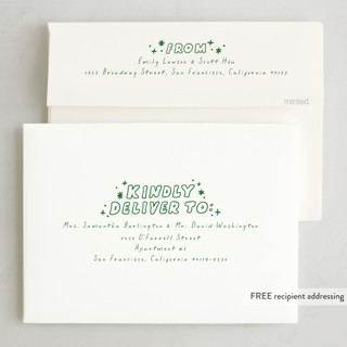 This is a grass new year photo cards with standard by Everett Paper Goods called pizazz printing on recycled smooth signature in standard
