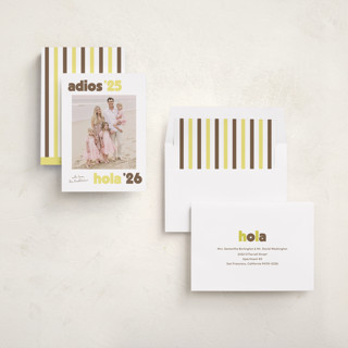 This is a limon new year photo cards with standard by Megan Davis called adios printing on recycled smooth signature in standard