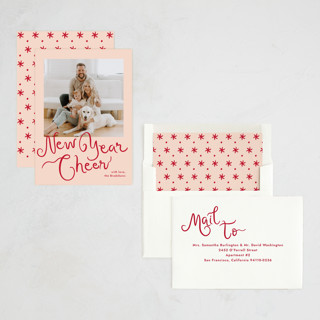 This is a candied grapefruit new year photo cards with standard by Megan Davis called meringue printing on recycled smooth signature in standard