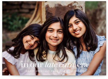 This is a cloud new year photo cards with standard by Sara Hicks Malone called late card era printing on recycled smooth signature in standard