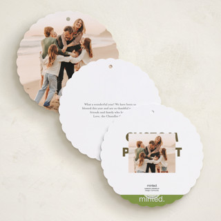 This is a charcoal holiday card ornaments with standard by Minted Custom called custom printing on signature in ornament