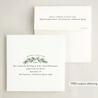 This is a coal holiday card ornaments with standard by Everett Paper Goods called full wreath printing on recycled smooth signature in ornament