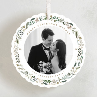 This is a sugar cookie holiday card ornaments with standard by Susan Moyal called petite botanicals printing on recycled smooth signature in ornament