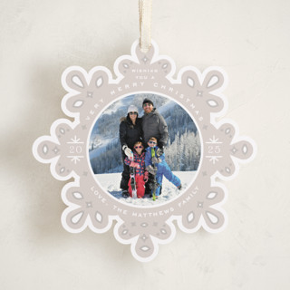 This is a slate holiday card ornaments with standard by Jennifer Lew called ornate printing on recycled smooth signature in ornament