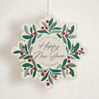 This is a wreath holiday card ornaments with standard by Yuliya Evseeva called winter wreath printing on signature in ornament