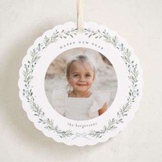 This is a frost holiday card ornaments with standard by Itsy Belle Studio called evergreen wreath printing on recycled smooth signature in ornament