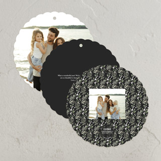 This is a coal holiday card ornaments with standard by Itsy Belle Studio called evergreen wreath printing on recycled smooth signature in ornament