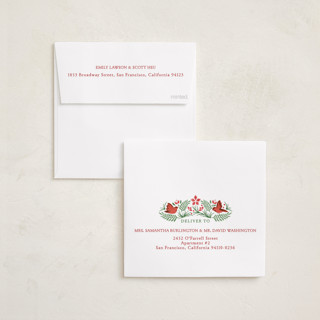 This is a robin holiday card ornaments with standard by Paper Sun Studio called a little more merry printing on recycled smooth signature in ornament