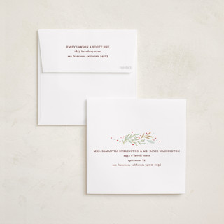 This is a berry holiday card ornaments with standard by Anastasia Makarova called gentle greenery printing on recycled smooth signature in ornament