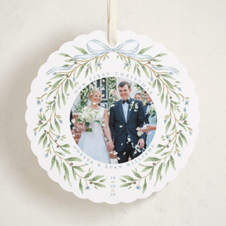 This is a frost holiday card ornaments with standard by Susan Zinader called first christmas wreath printing on recycled smooth signature in ornament