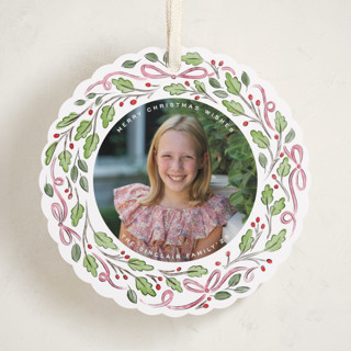 This is a rose holiday card ornaments with standard by Pati Cascino called angel printing on recycled smooth signature in ornament