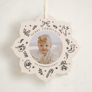 This is a ink holiday card ornaments with standard by Cass Loh called festive doodles printing on recycled smooth signature in ornament