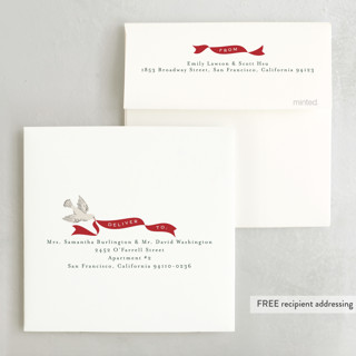 This is a evergreen holiday card ornaments with standard by Everett Paper Goods called dove wreath printing on signature in ornament