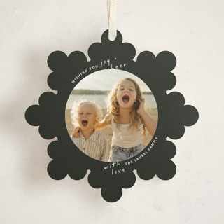 This is a coal holiday card ornaments with standard by taylorVdesign called joyful square printing on recycled smooth signature in ornament