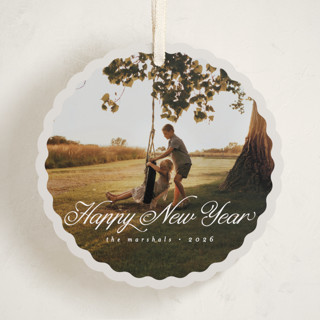 This is a marshmallow holiday card ornaments with standard by Pati Cascino called noelle printing on recycled smooth signature in ornament