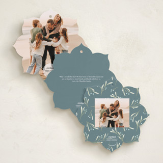 This is a blue jay holiday card ornaments with standard by Randi Cirelli called merry & new printing on recycled smooth signature in ornament