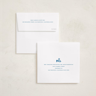 This is a blue jay holiday card ornaments with standard by Teju Reval called scalloped holly printing on recycled smooth signature in ornament