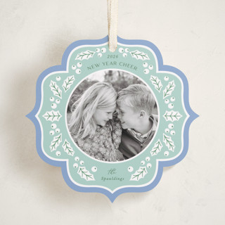 This is a frost holiday card ornaments with standard by Brandy Folse called holly frame printing on recycled smooth signature in ornament