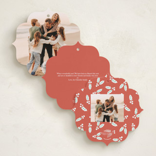 This is a candy cane holiday card ornaments with standard by Brandy Folse called holly frame printing on recycled smooth signature in ornament