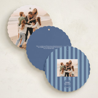 This is a blue spruce holiday card ornaments with standard by Mansi Verma called festive folk printing on recycled smooth signature in ornament