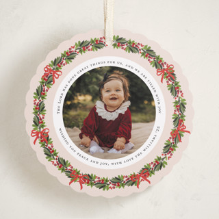 This is a blush holiday card ornaments with standard by Sherley Ferreira called christmas ornament printing on recycled smooth signature in ornament