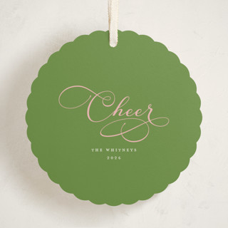 This is a pistachio holiday card ornaments with standard by Erika Firm called joy cloud printing on signature in ornament
