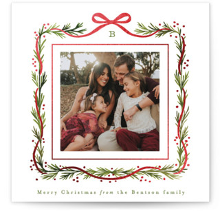 Garland Border Foil-Pressed Holiday Photo Mount Cards