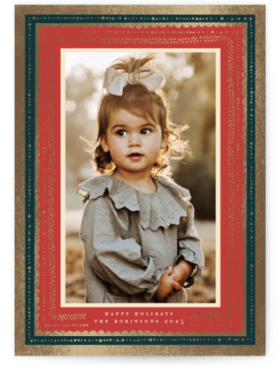 Gilded Hand Drawn Frame Foil-Pressed Holiday Photo Mount Cards