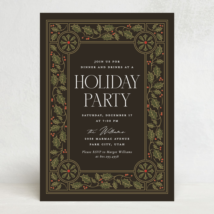 "engraved frame" - Holiday Party Invitations in Pine by Robert and Stella.
